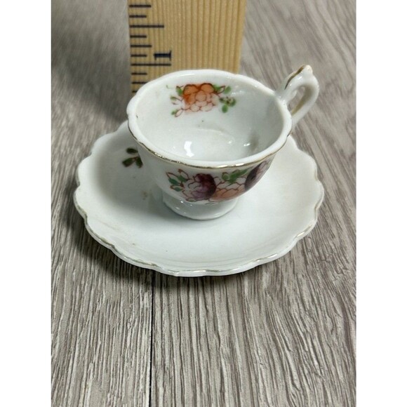 Vintage Miniature Tea Cup & Saucer For Doll Play Set Tea Time Tea Party - Picture 7 of 7